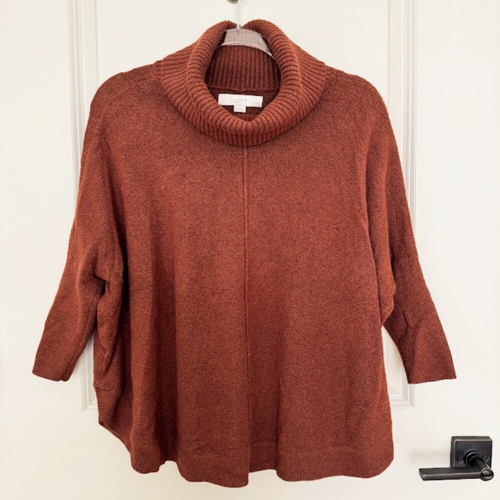 LOFT Turtleneck Curved Hem Sweater